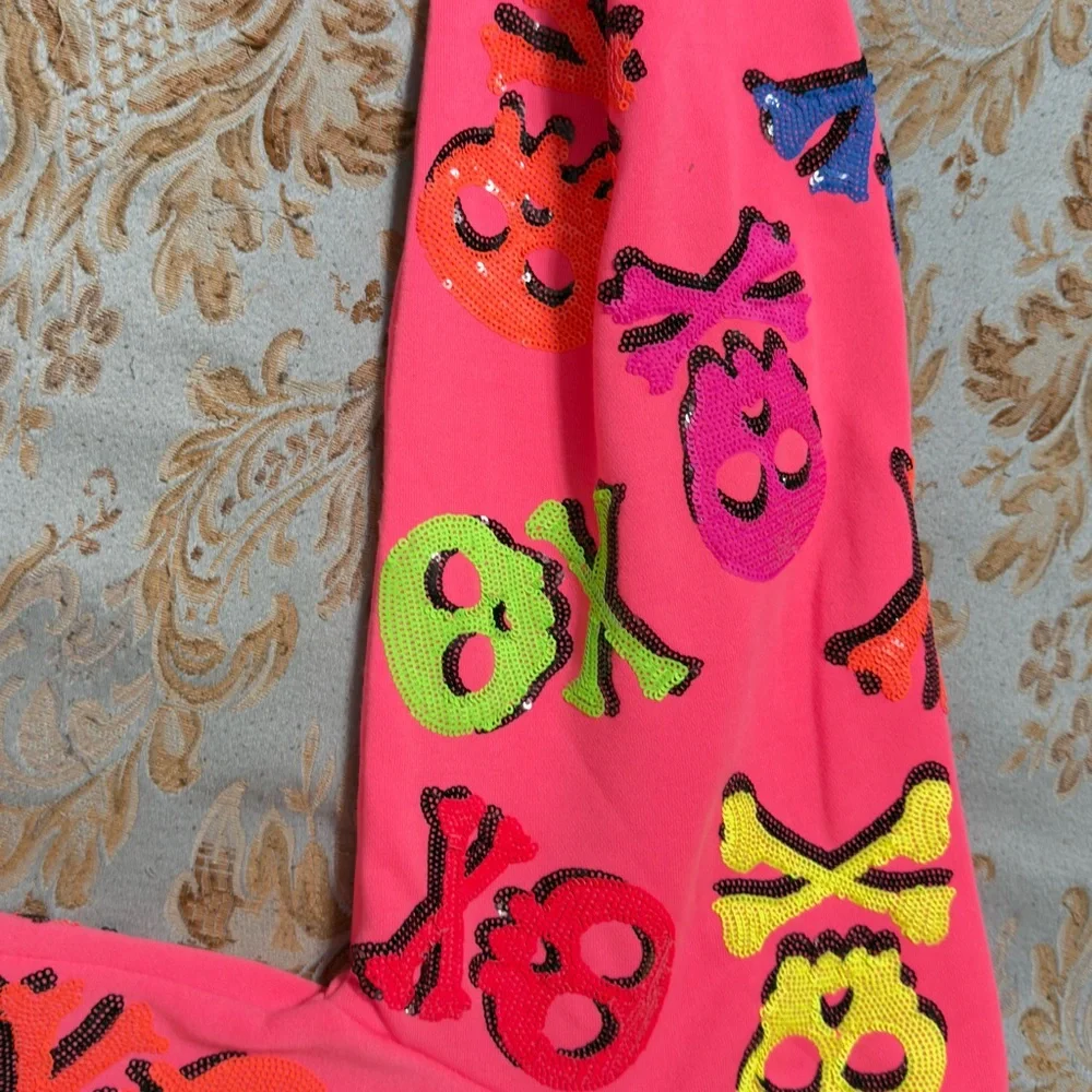 Queen of Sparkle NWT Colorful Skull Sequin Sweatshirt - Picture 16 of 16